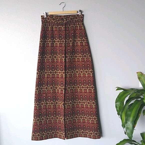 Vintage Act III Patterned Maxi Skirt 1960s 1970s